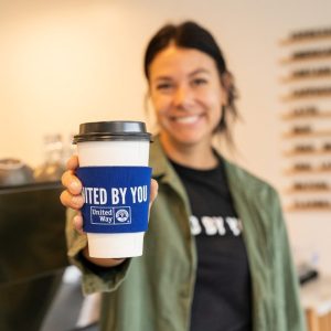 United by Coffee recipient with special coffee cup