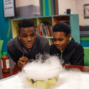 Mentor and Mentee experimenting with dry ice