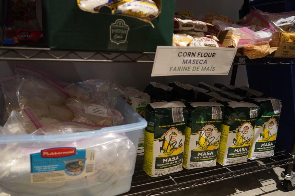 Image of Center of Grace food pantry items including atta and maseca flour